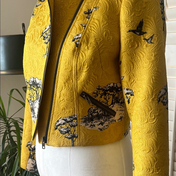Vintage-Inspired Yellow Moto Jacket by Darling - Unique Fauna Print - Picture 4 of 10